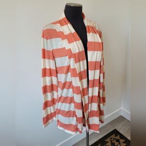 Hello Miss Orange Stripe Cardigan Preppy Twee Eclectic Boho Gypsy Hippie Large